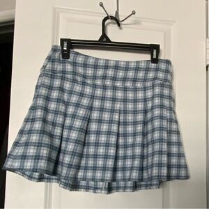 Hollister Blue and White Plaid Mini Skirt